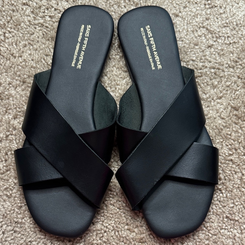 Saks Fifth Avenue Black Slide Sandals